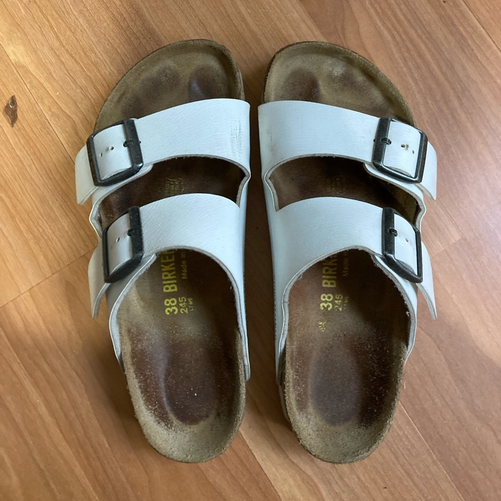 Size 38 white Arizona Birkenstocks